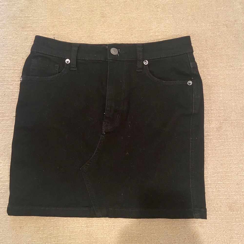 Free People short black denim mimi skirt